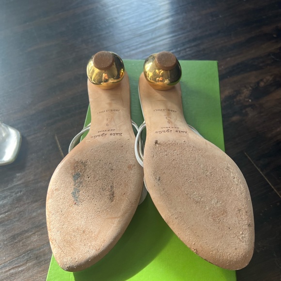 Y2K fashion heel sandals white and gold Kate Spade original - Picture 2 of 2